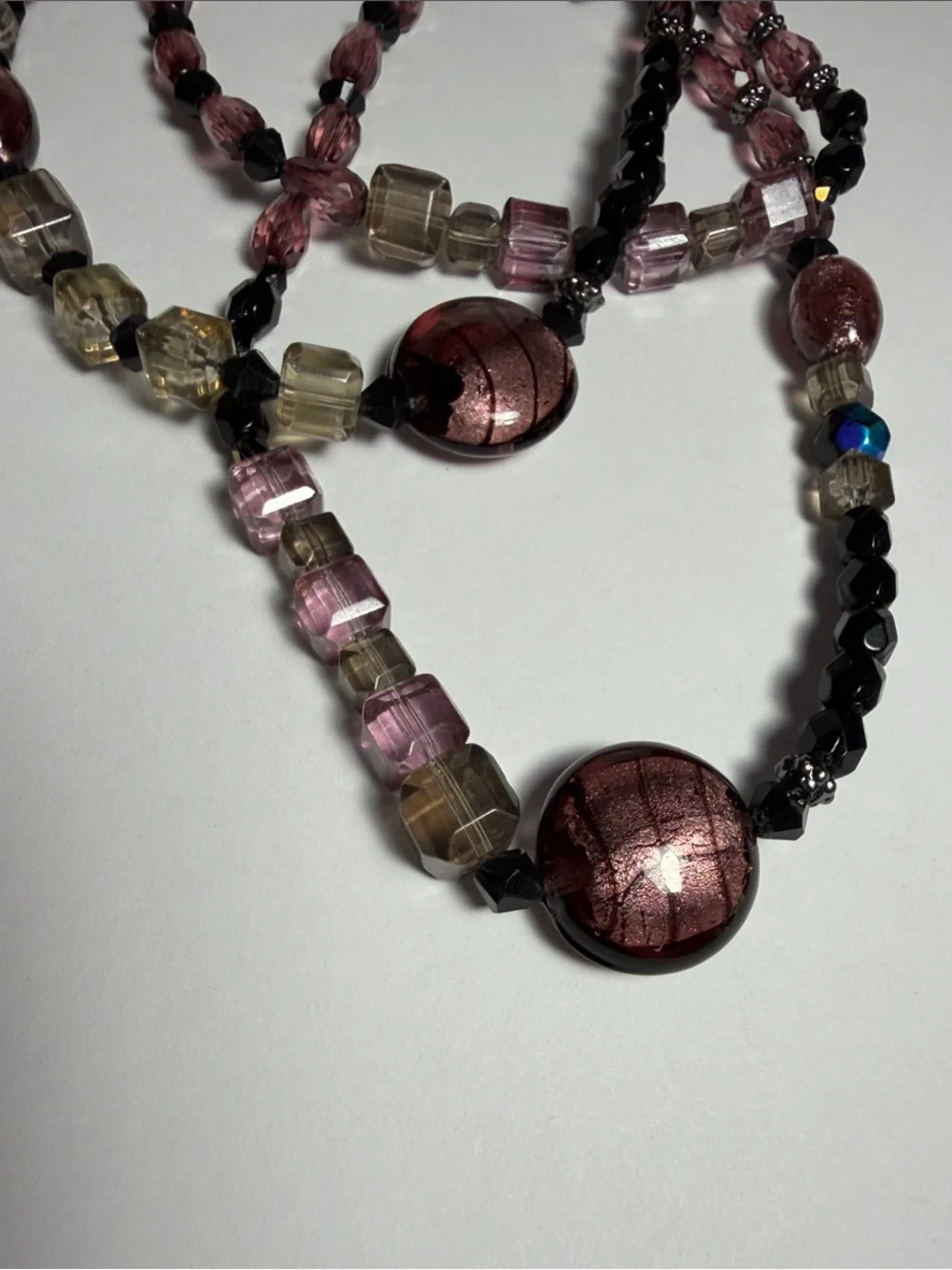 Avenue Purple and Pink Beaded Long Necklace